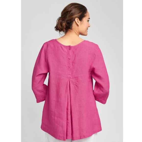 Flax Black Back Up Linen Tunic Mini Lagenlook Dress - Large - Picture 8 of 9